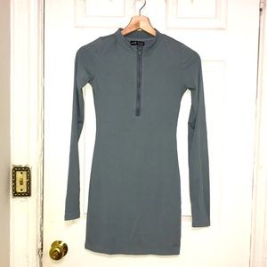 SHEIN Teal Blue Zip Neck Mini Dress